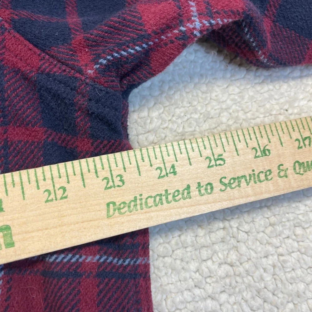 Orvis Shacket Mens XL Red Blue Plaid Fleece Lined Heavyweight Flannel 1312517